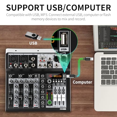 XTUGA 4-Channel USB Audio Mixer with Bluetooth