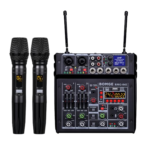 BOMGE 04E 4-Channel Karaoke Mixer with Wireless Mics