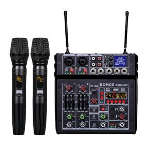 BOMGE 04E 4-Channel Karaoke Mixer with Wireless Mics