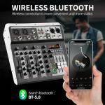 XTUGA 4-Channel USB Audio Mixer with Bluetooth