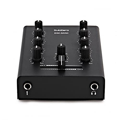 SubZero Mini DJ Mixer with Crossfader & Mic Input