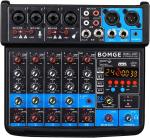 BOMGE 6-Channel Mini DJ Mixer with USB & Bluetooth