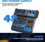 BOMGE 6-Channel Mini DJ Mixer with USB & Bluetooth