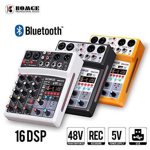 BOMGE 4-Channel DJ Audio Mixer with Bluetooth