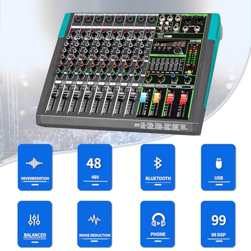 Depusheng PA8 8-Channel DJ Mixer with DSP Effects