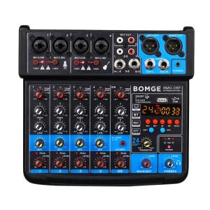 BOMGE 6-Channel Mini DJ Mixer with USB & Bluetooth