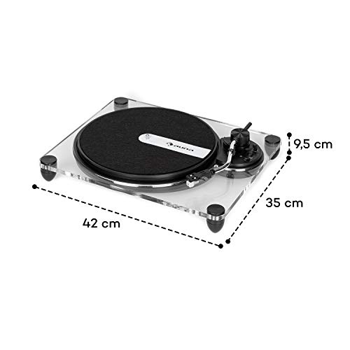 auna Pureness Acrylic Glass Vinyl Turntable USB MC