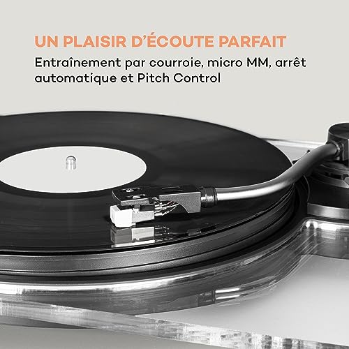 auna Pureness Acrylic Glass Vinyl Turntable USB MC