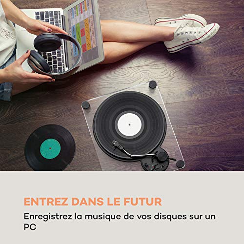 auna Pureness Acrylic Glass Vinyl Turntable USB MC
