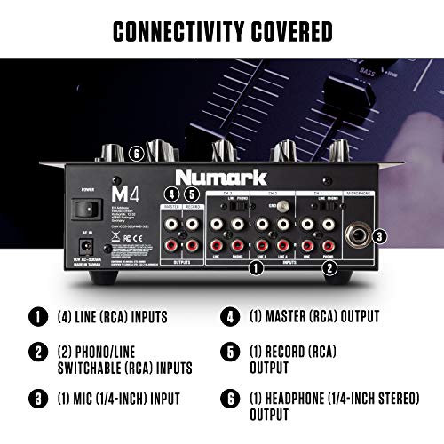 Numark M4 - 3-Channel DJ Mixer with EQ and Mic Input