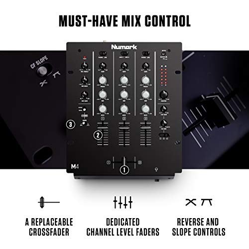 Numark M4 - 3-Channel DJ Mixer with EQ and Mic Input