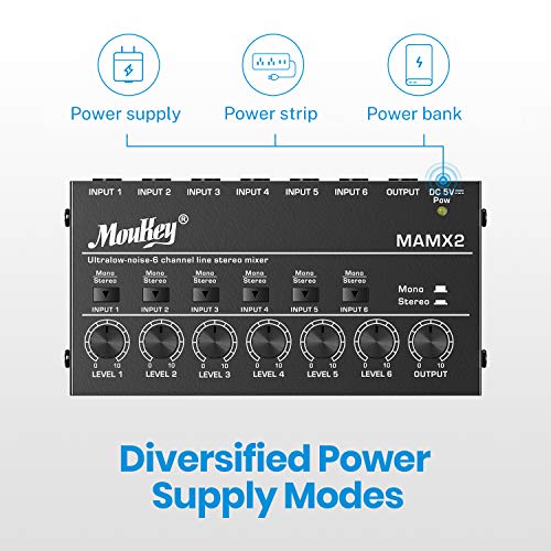 Moukey 6-Channel Line Mixer - Ideal for DJs