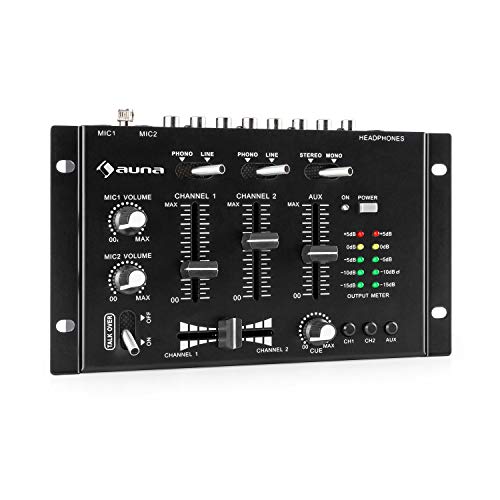 auna TMX-2211 MKII DJ Mixer - Black, 3/2-Channel
