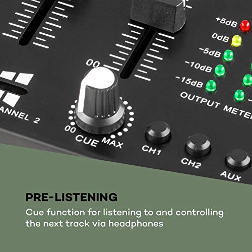 auna TMX-2211 MKII DJ Mixer - Black, 3/2-Channel