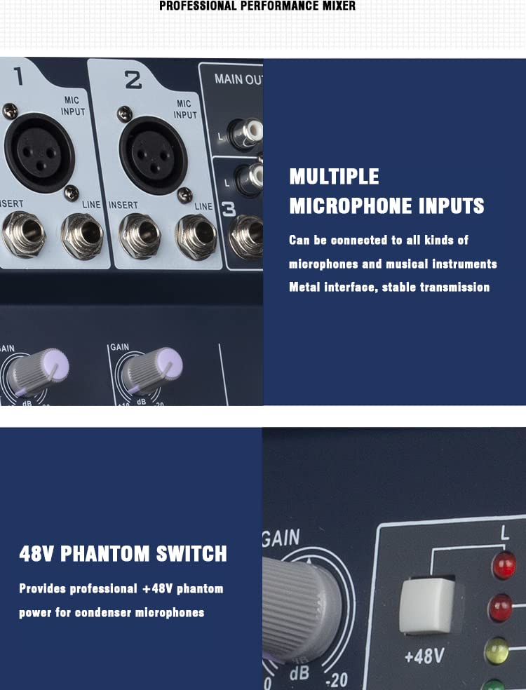 Weymic 4-Channel Mixer for DJ Stage Karaoke