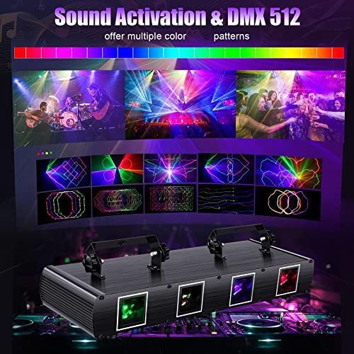 4 Lens RGBY Sound Activated DJ Party Lights