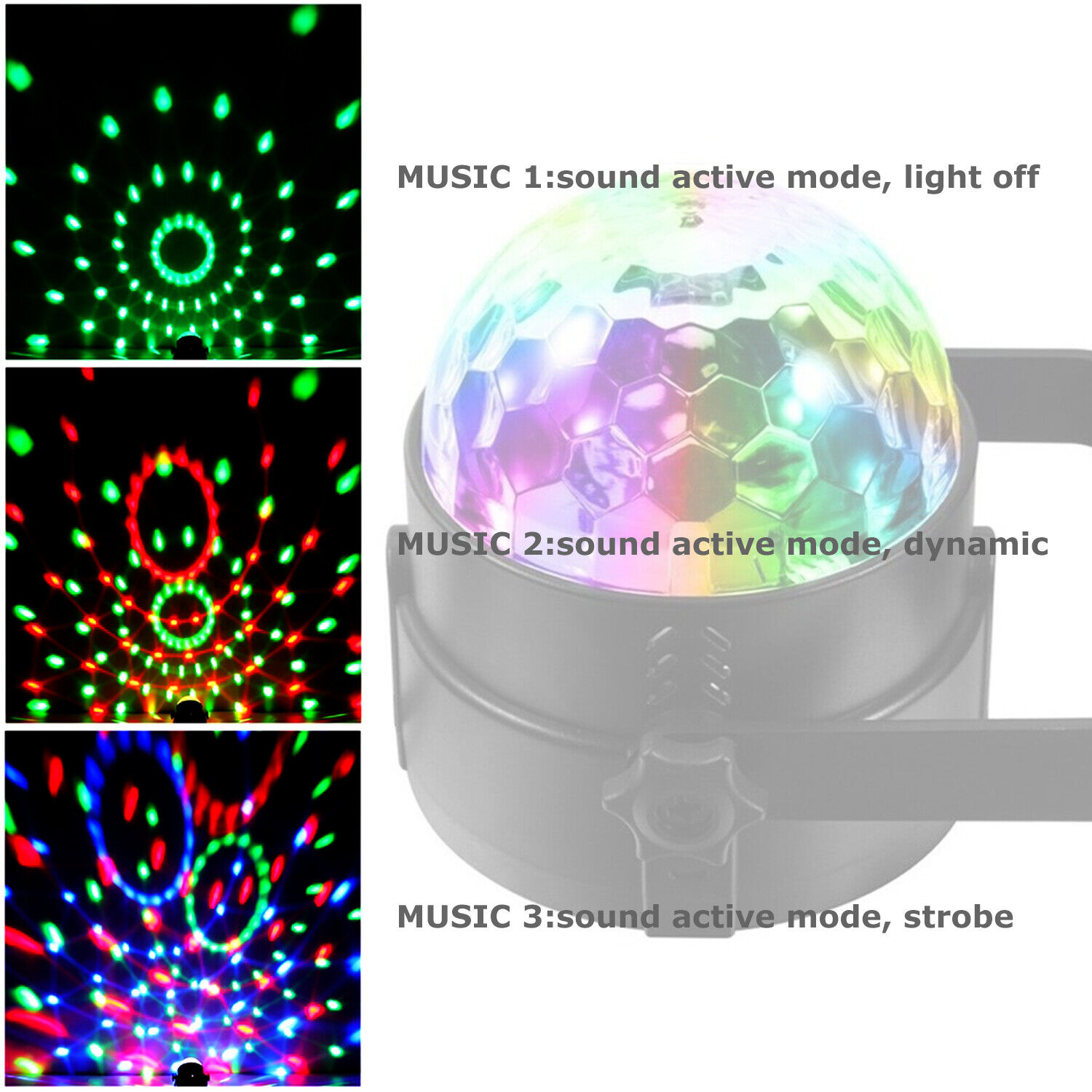 LED Sound Activated Disco Party Lights Ball