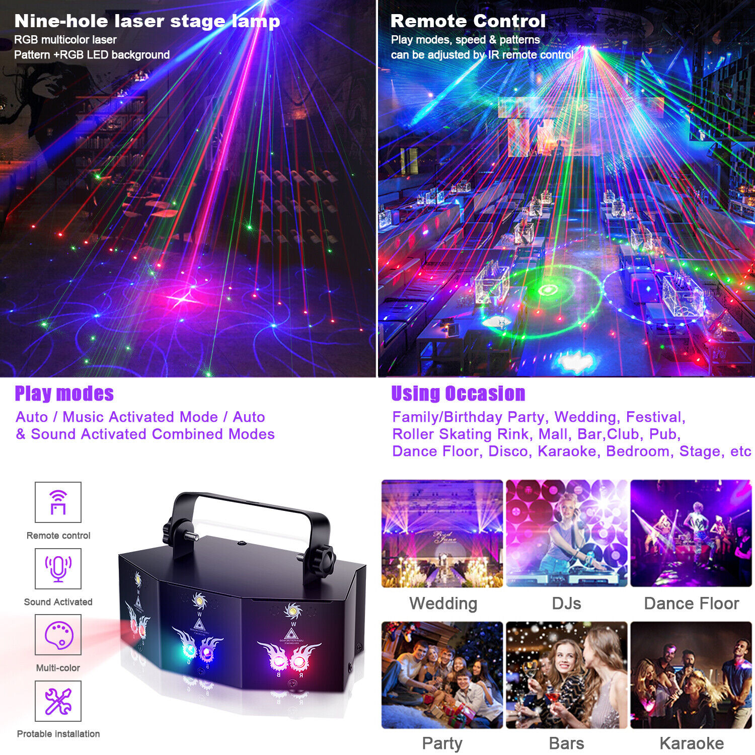 9-EYE Laser Light DMX Strobe for DJs