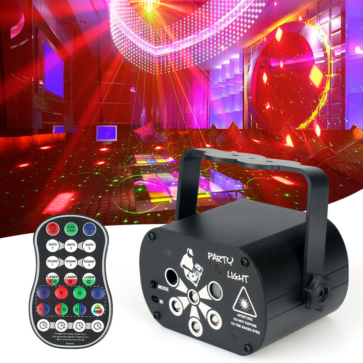 Disco Party Light with Sound Activated Strobe Effects