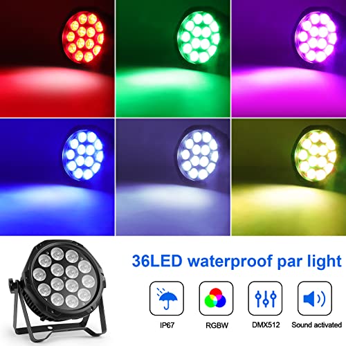 LED Par Lights IP67 Waterproof Stage Light, HOLDLAMP Outdoor RGBW 4-in-1 Uplighting DMX Control Wash Light Strobe Effect DJ Light for Christmas Church Night Club Disco Club Wedding Bar (16 pcs)