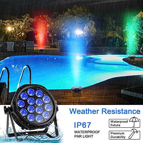 LED Par Lights IP67 Waterproof Stage Light, HOLDLAMP Outdoor RGBW 4-in-1 Uplighting DMX Control Wash Light Strobe Effect DJ Light for Christmas Church Night Club Disco Club Wedding Bar (16 pcs)