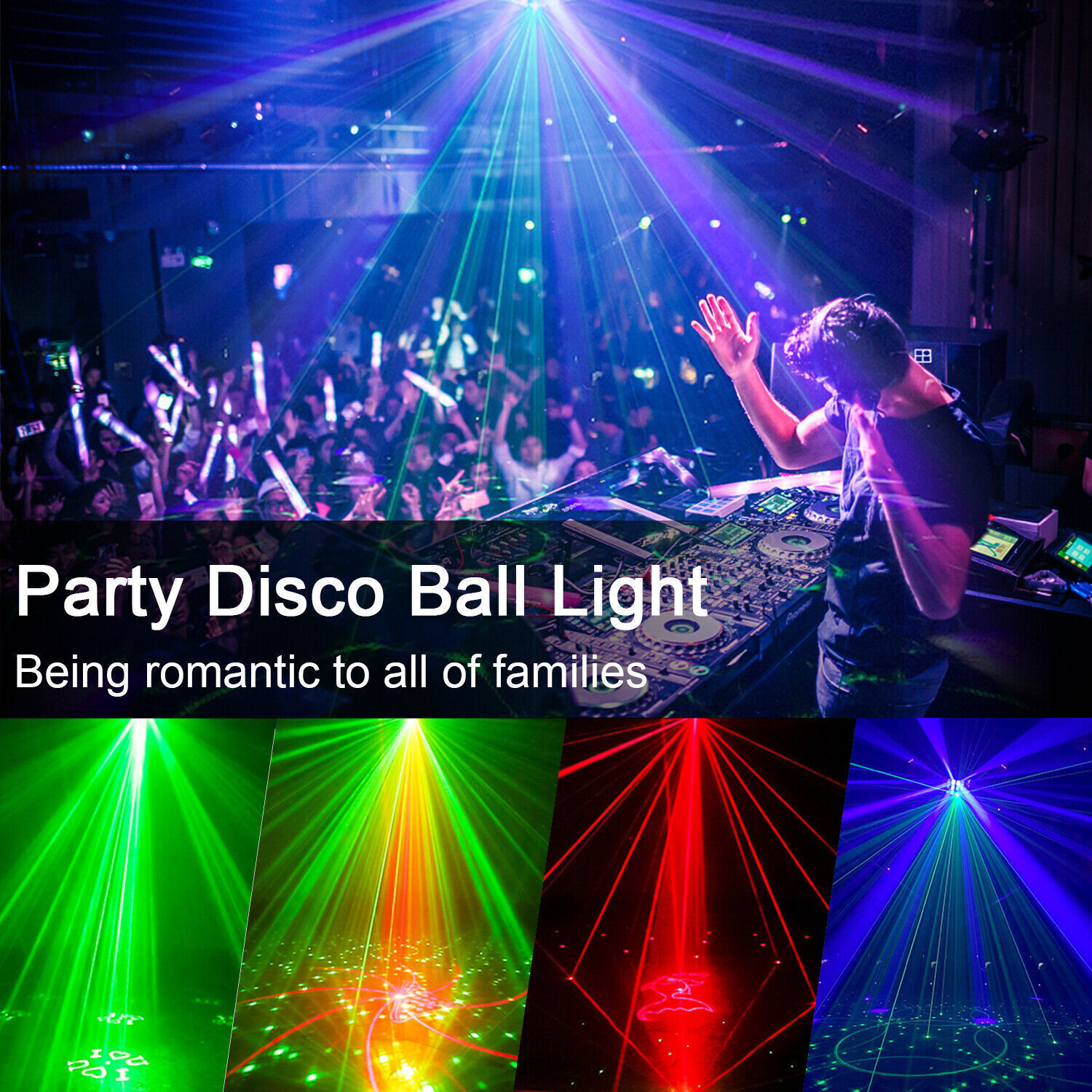 Disco Party Light with Sound Activated Strobe Effects