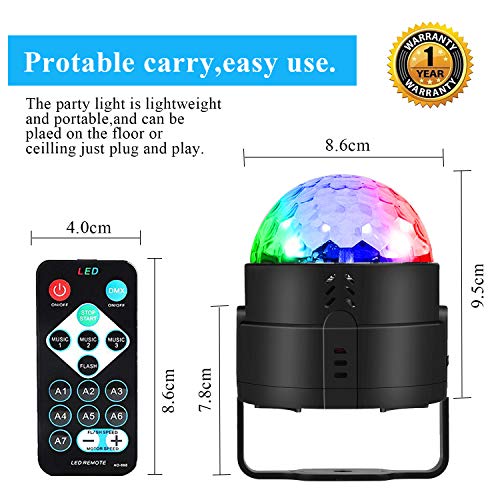 COIDEA Sound Activated Disco Ball Light with Remote Control