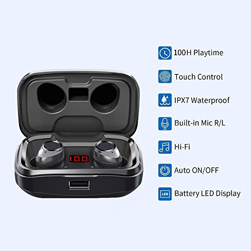 Wireless Earbuds with 100H Playtime & Touch Control
