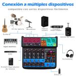 Mini DJ Mixer with USB, Bluetooth and DSP Effects