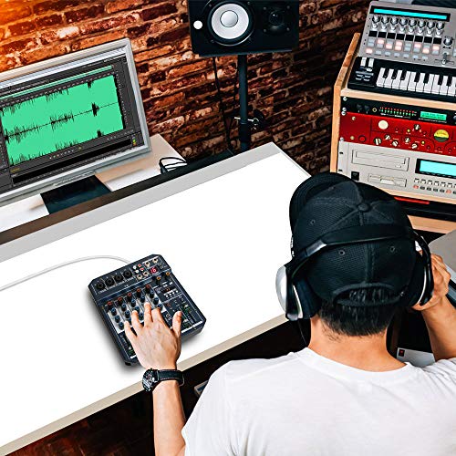 Depusheng T6 6-Channel DJ Mixer with USB Soundcard