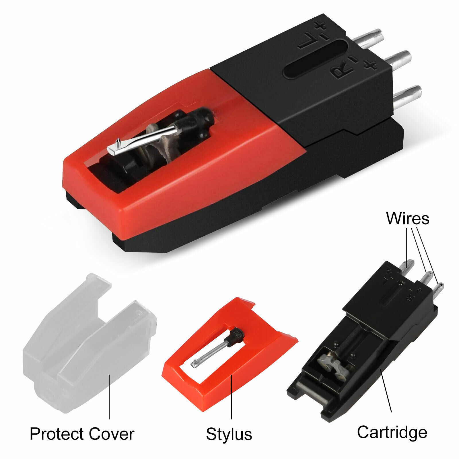 3PCS Vinyl Turntable Cartridge with Needle Stylus For Phonograph Record Player