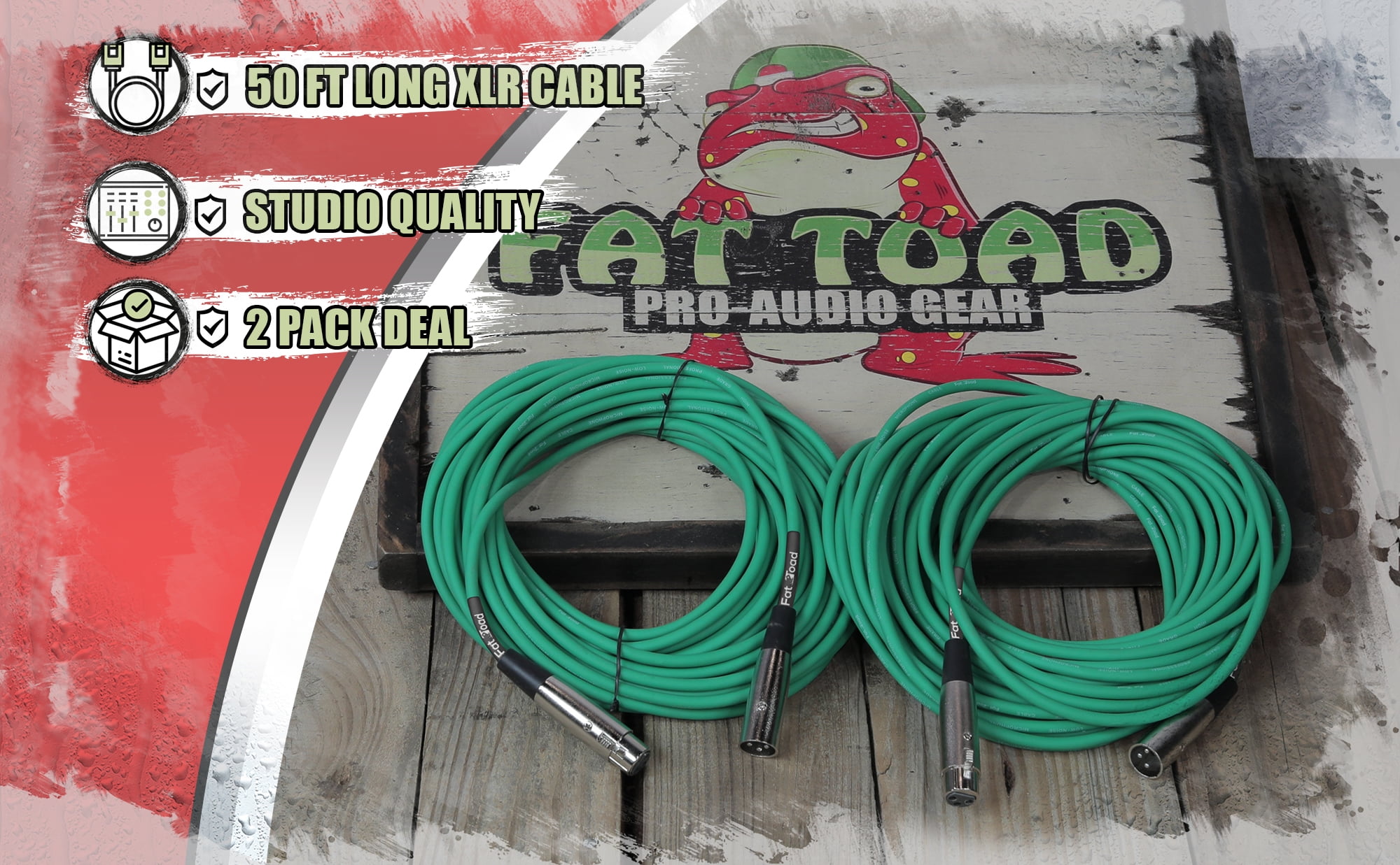 Fat Toad XLR Mic Cables 50ft - 2 Pack