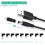 USB to DC Power Cable with 10 Connectors - DJ Equipment