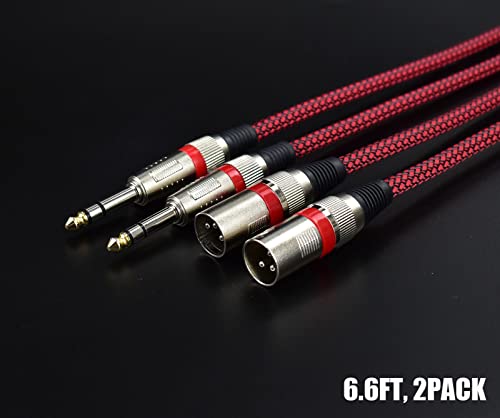 2-Pack Balanced TRS to XLR Cables - 6.6FT
