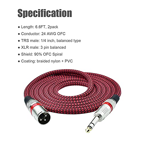 2-Pack Balanced TRS to XLR Cables - 6.6FT