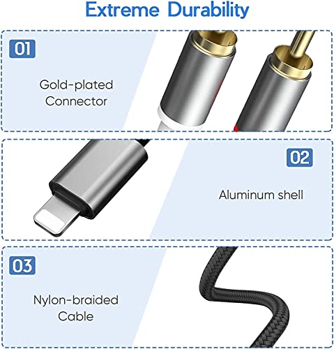 1M RCA Aux Cable for DJ Controller, Phone, Theater