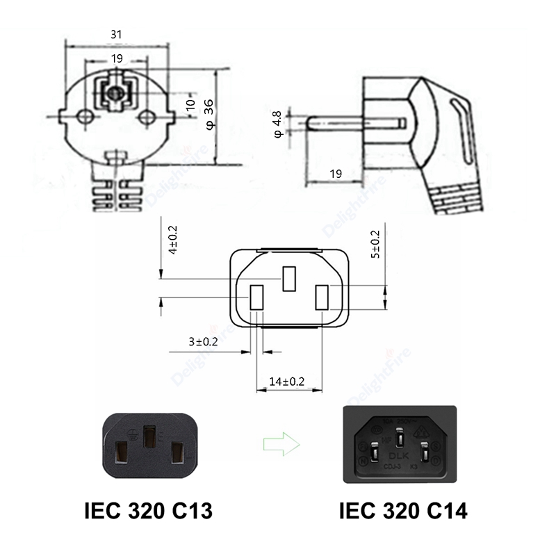IEC C13 Power Supply Extension Cable - 1.5 to 10m