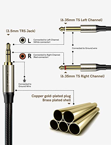 3.5mm to 6.35mm Audio Y Splitter Cable