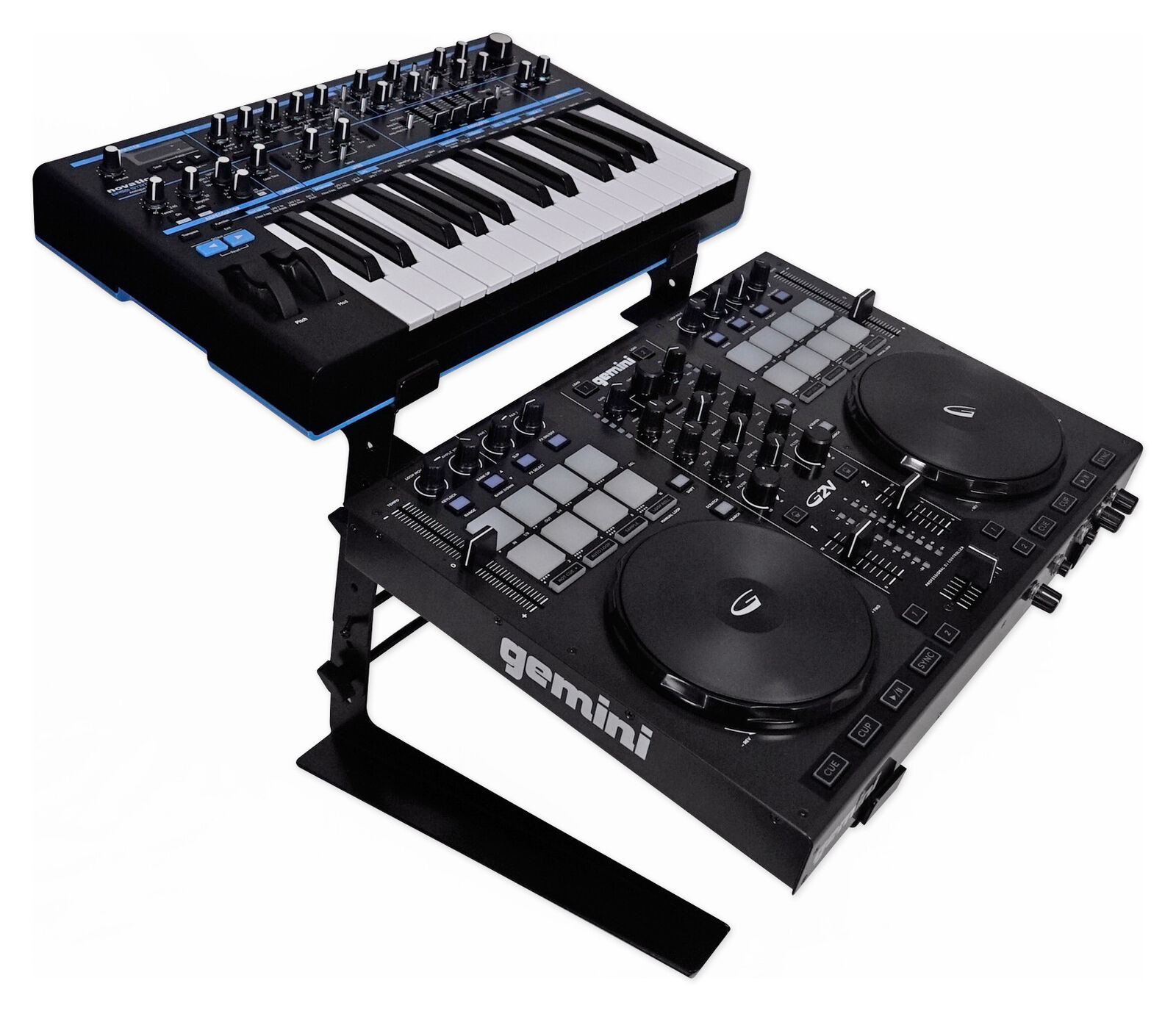 Rockville Dual Shelf DJ Stand for Midi Keyboard/Laptop