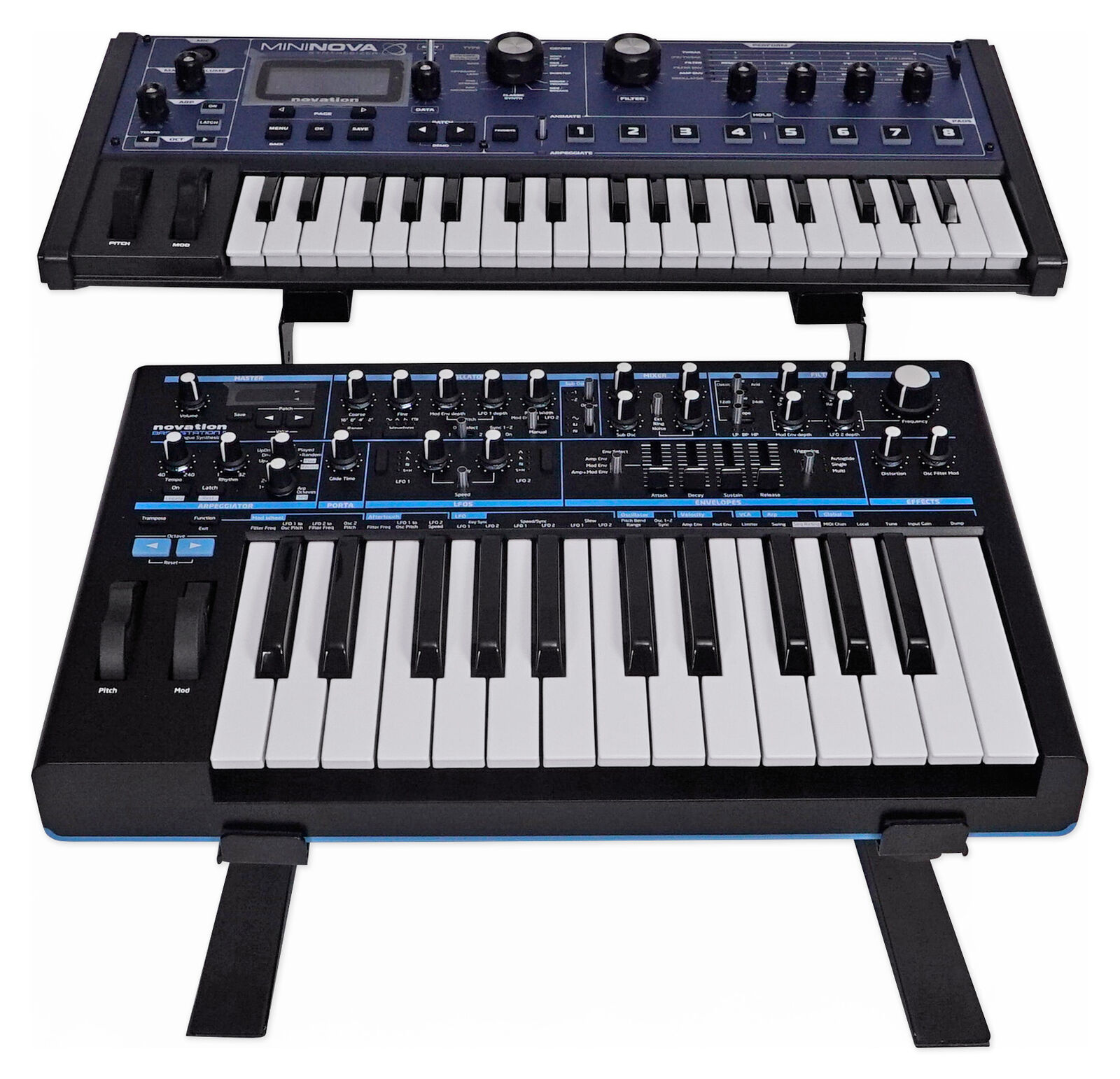 Rockville Dual Shelf DJ Stand for Midi Keyboard/Laptop