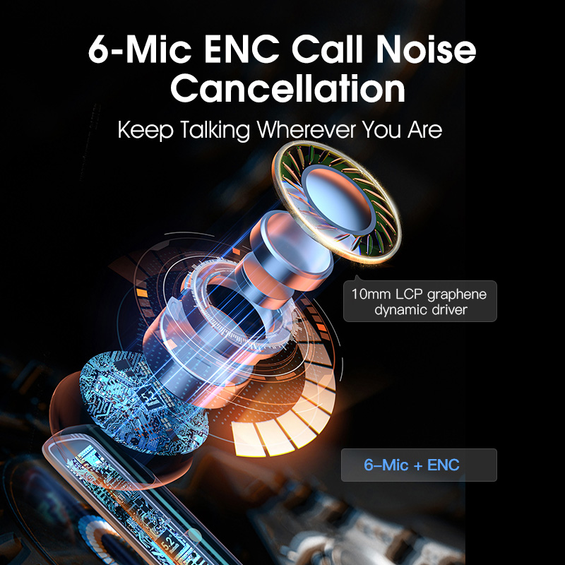 Wireless ANC Earbuds with 6 Mic HD Call