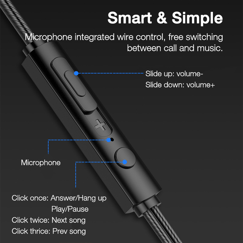 OLAF 3.5mm Wired Earbuds with Microphone and Bass