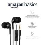 Black In-Ear Headphones with Mic by Amazon Basics