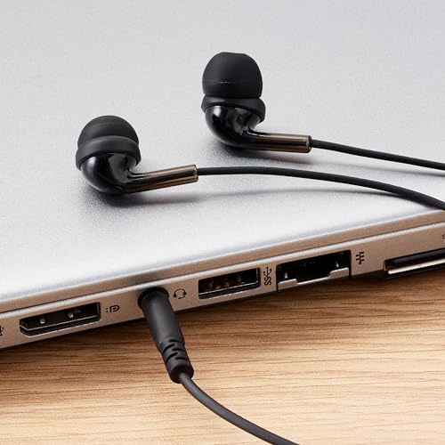 Black In-Ear Headphones with Mic by Amazon Basics