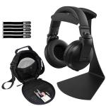 Black Bluetooth Wireless DJ Headphones with Table Stand Package
