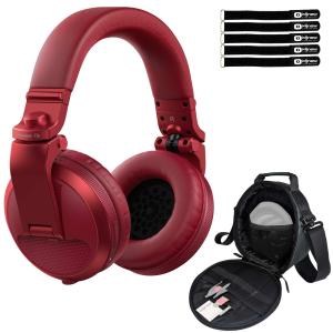 Pioneer DJ HDJ-X5BT Red Wireless Headphones Bundle