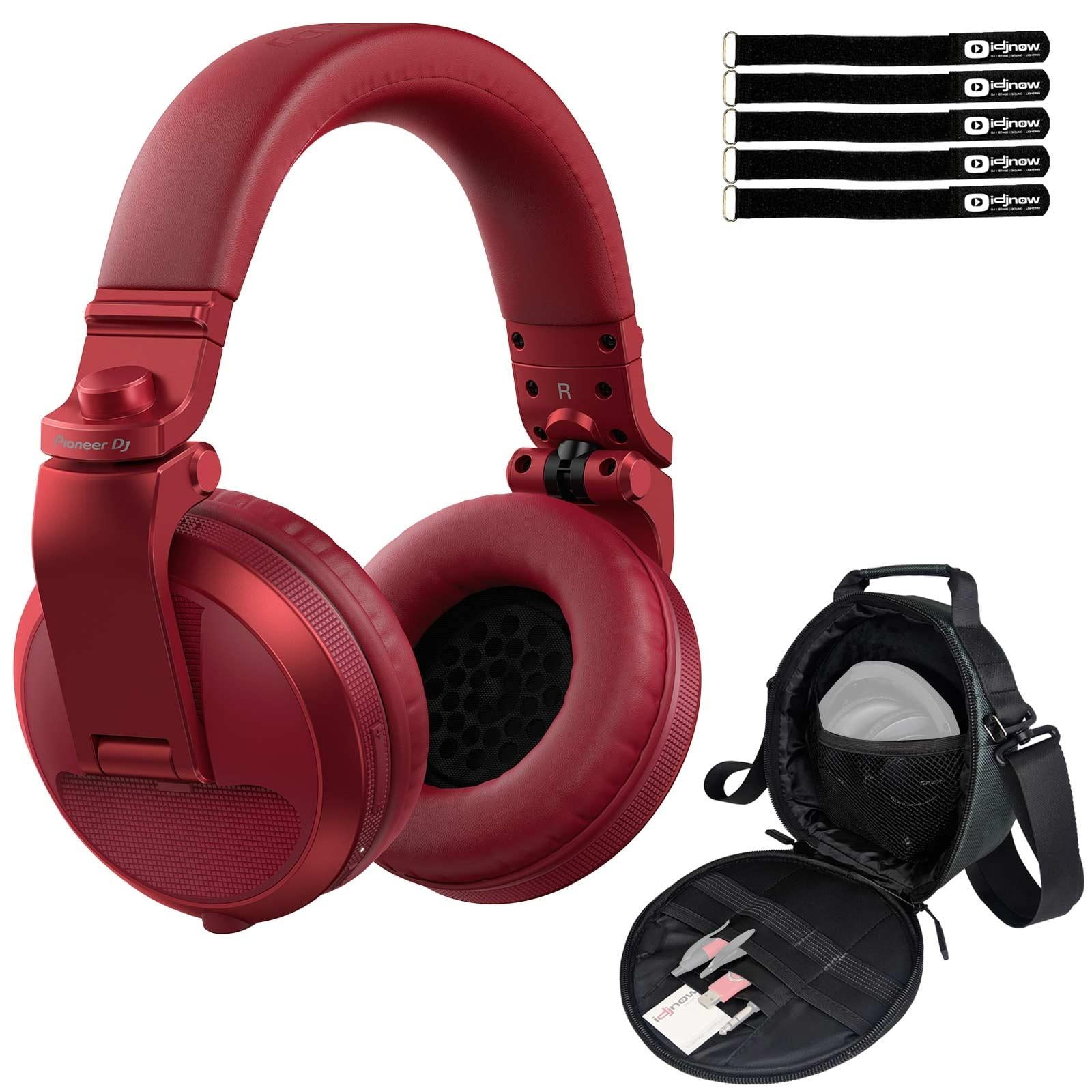 Pioneer DJ HDJ-X5BT Red Wireless Headphones Bundle
