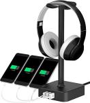 Black RGB Headphone Stand with USB Charger