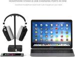 Black RGB Headphone Stand with USB Charger