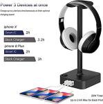 Black RGB Headphone Stand with USB Charger